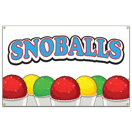 Signmission Snoballs Banner Concession Stand Food Truck Single Sided B-120 Snoballs19